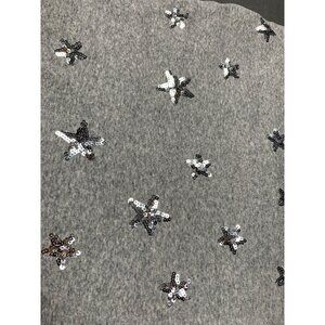 Gray Stretch Knit Fabric with Sequined Star Pattern 1 Yard x 57 Inches